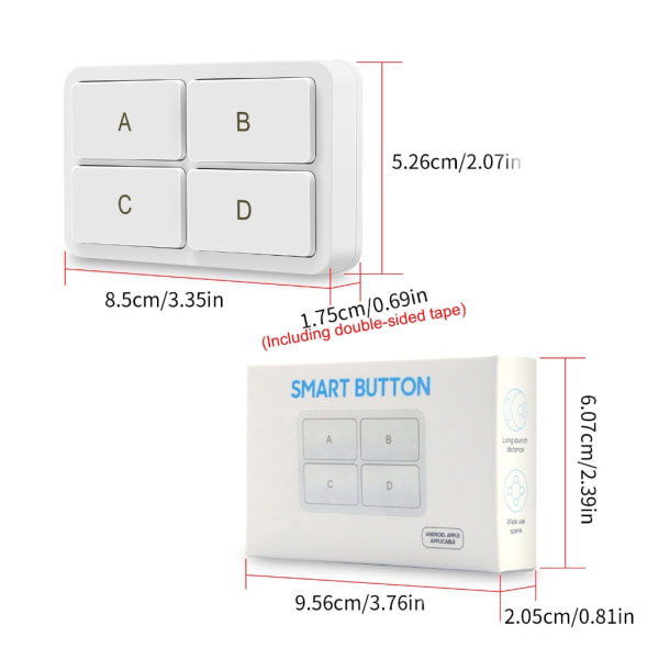 4-vejs Scene Controller-knap til ZigBee Scene-vægafbrydere til Tuya Home