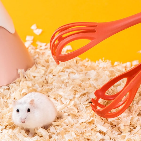 Hamster Clip Anti-Bite Långt skaft rengöringsklämma för hamstrar marsvin Tomato Red