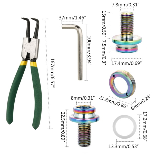 2 stk. Titaniumslegeringer Krankarmsfikseringsbolte Cykel Krankbolte Skruer Titanium color