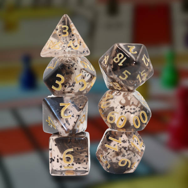 7 stk. Flersidet Akryl Terninger Polyhedral Terninger Dobbelt Farve Spil Terninger Flash yellow