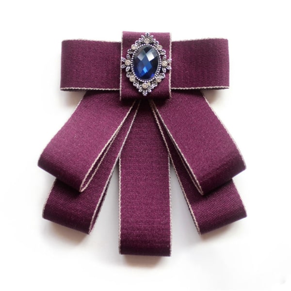 Fashion Ribbon fluga för Rhinestone Crystal Brosch Pin Bröllop Justerbar rosett Green