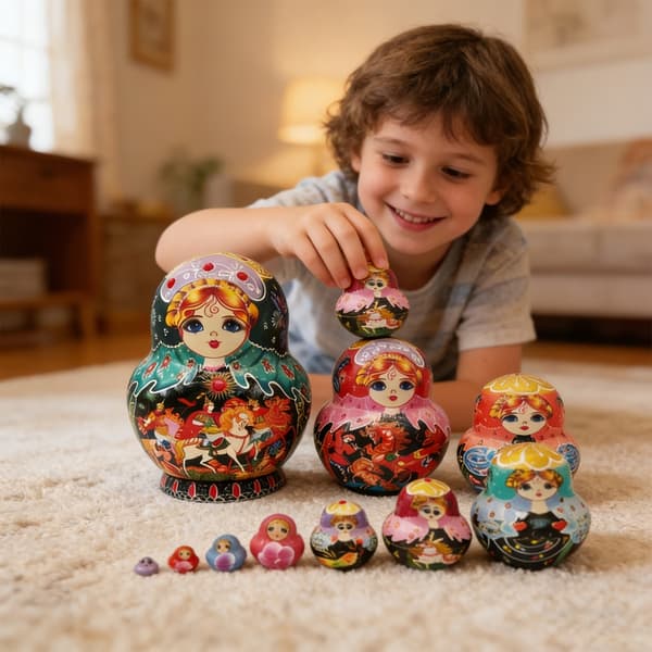 Matryoshka Ryska Handmålade Konstnärsdockor 10 Lager Trä Samlarobjekt