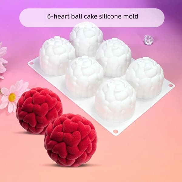 Silikone Mousse Chokoladeforme 6 Hulrum Hjerte Kugleform Bageform til Dessert