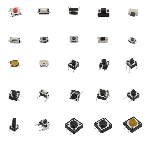 125 stk. 25 typer Assorterede mikro-trykknapper Tact Switch Reset Mini Leaf