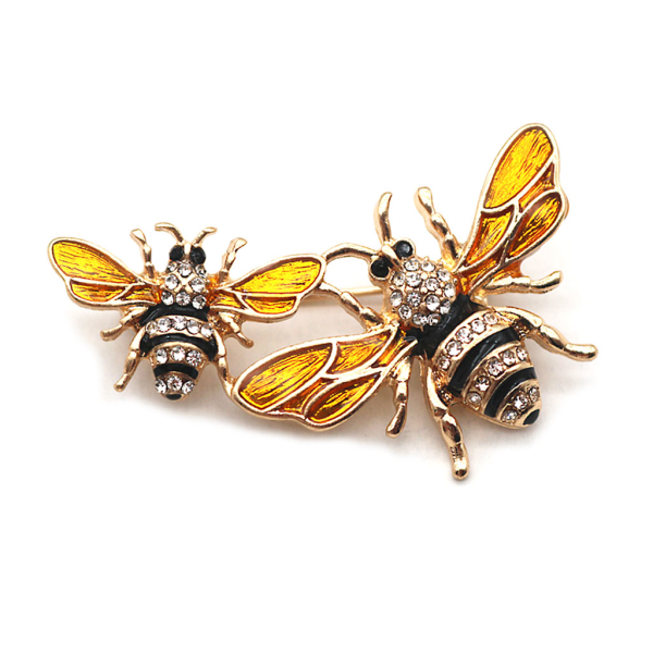 Underbara Bee Diamond Brosch Tröja Tröja Cardigan Insektsnålar för Strass Gul Pin för Mode Smycken Kläder De