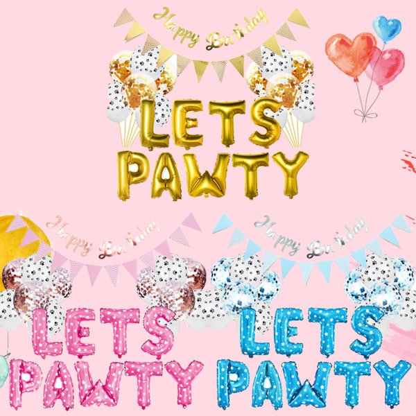 Sällskapsdjur födelsedag dekoration set med födelsedag för banner Folie Ballonger Bunting Flaggor Toddler Födelsedagsfest tillbehör för katt Yellow