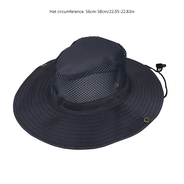 Camp Hat Solskydd Hatt Bred Brätte Solhatt Stor Hatt med Halsrep Navy blue