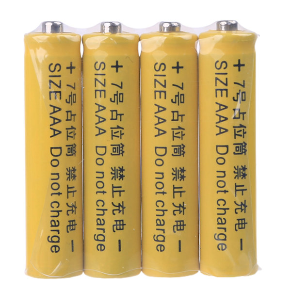4 stk. Ingen strøm 10440 LR03 AAA Dummy Fake Battery Setup for Shell Placeholder Cylinder Conductor for AAA Battery Eliminato