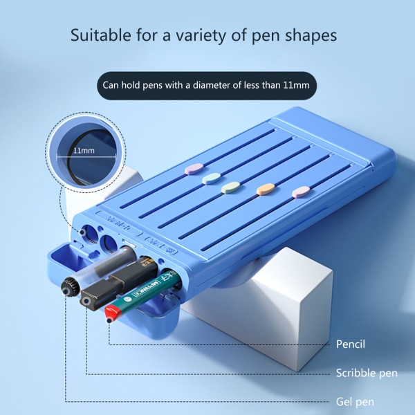 Student brevpapper set med gel pennor pennor suddgummi linjal Bärbar ABS penna för case Vattentät barn klass brevpapper set Blue