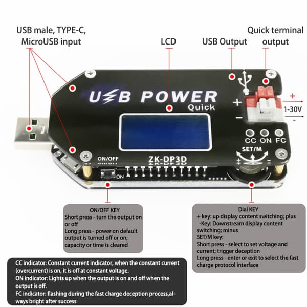 15W USB Step UP Strömförsörjningsmodul Boost Justerbar Omvandlare Fläktkontroll