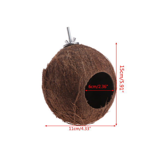 Coconut Bird Nest Hud för papegoja Parakit Conure Cockatiel Smådjurshus Husdjursbur Habitatdekor Enkel att installera