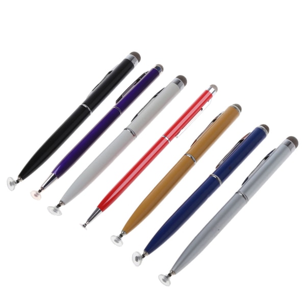 Högkänslig fiberspets kapacitiv Stylus Universal pekskärmspenna för surfplatta mobiltelefon 2 i 1 Stylus Capacitance Penna Silver