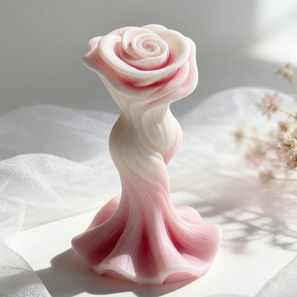 Elegant Rosdesigner Silikonform för Hemljus och Tvålar