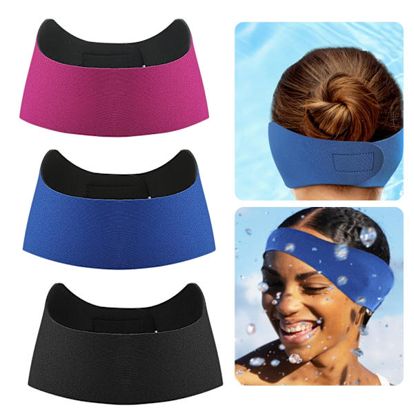 Simband för simning, öronhårsskydd, simhuvudband, hårsydd, hållbar Dark pink L