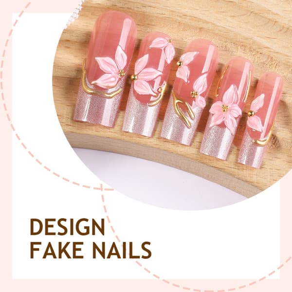 MultiSize Press On Negle med Blomsteraccent Falske Negle til DIY Hjemme-styling