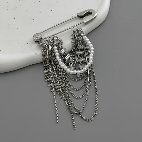 Retro Brosch Pärlor Tofsar Brosch Smycken Modeaccessoar För Kappkragar