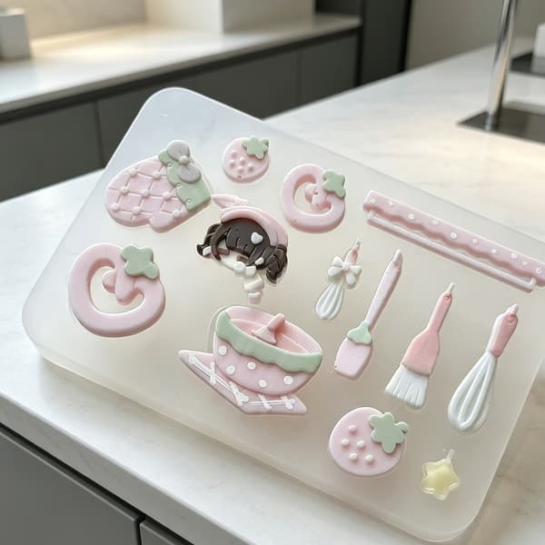 Håndlagde bakeformer i silikontekstur for leire, voks og harpiks
