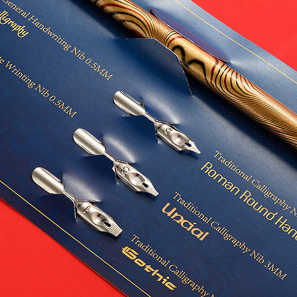 Marble Wood Manga Kalligrafi Dip Pen Hållare med 6 spetsar för bokstäver Skiching Sapphire