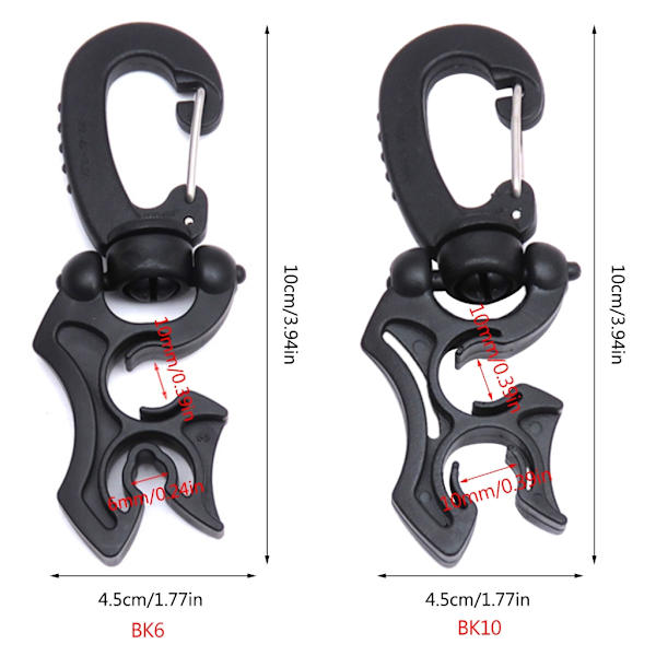 Kaksinkertainen BCD-letkun pidikeklipsi napsautettavalla soljella snorklaukseen ja sukellukseen Yellow 10x10mm