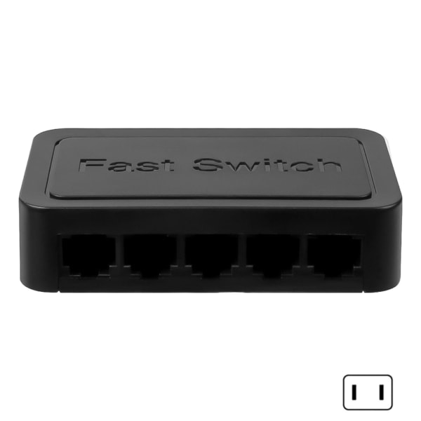 Nätverksväxel Mini 5-portars växel Ethernet 1000 Mbps/100 Mbps/10 Mbps Gigabit Switcher RJ45 Hub Internet Injector Black - EU Plug