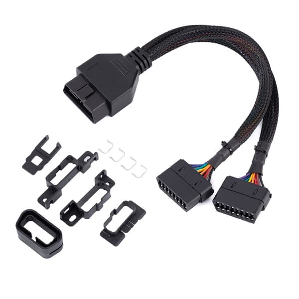 Universal OBDII Forlænger Y Flad Splitter Ledningsadapter OBD2 Splitterkabel