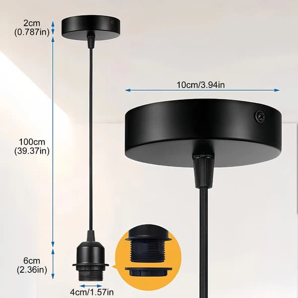 2 kpl Universaali E27 Kierrekantainen Lampunpidike Virtajohdolla LED-lampuille
