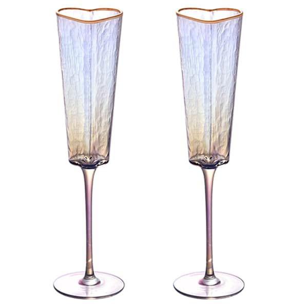 1 par hjerteudsmykkede glaskrus til par, elegant drikkeglas til bryllupper