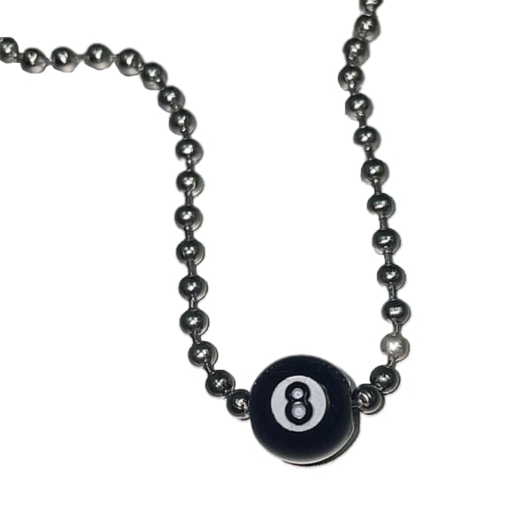 Magic-8-Ball hänge Halsband Biljard Pool Ball Charm Choker Chunky Bead Chain Hip Hop Smycken Present för kvinnor Tjej null - B 45cm
