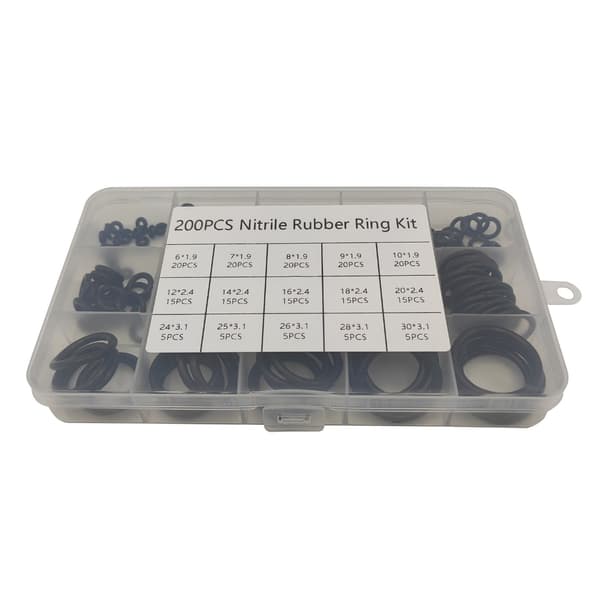 200 st O-ringar Gummi O-ringar Sortimentset VVS Packningar Distanser Kit