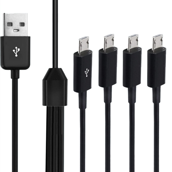 4 i 1 Micro USB -laddningskabel Multi för flera enheter Ladda 4 surfplattor eller telefoner samtidigt Black 20cm