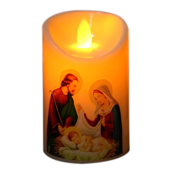 Jesus Kristus Candle Light Led värmeljus romantisk pelare ljus Batteri drivs för kristen kyrka helig dekor null - 1