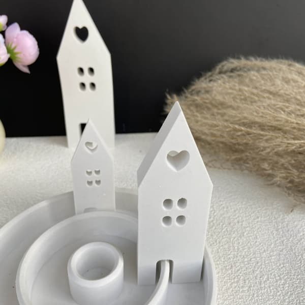 3 Delar Hus Doftljusform DIY Epoxihartsformar Hus Silikonform