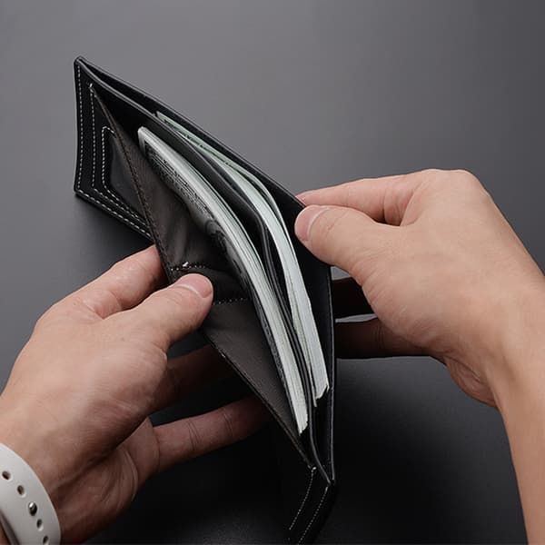Bifold korttipidike Multi Slot Card Case Taskulompakko PU Kukkaro Käteispidike Black