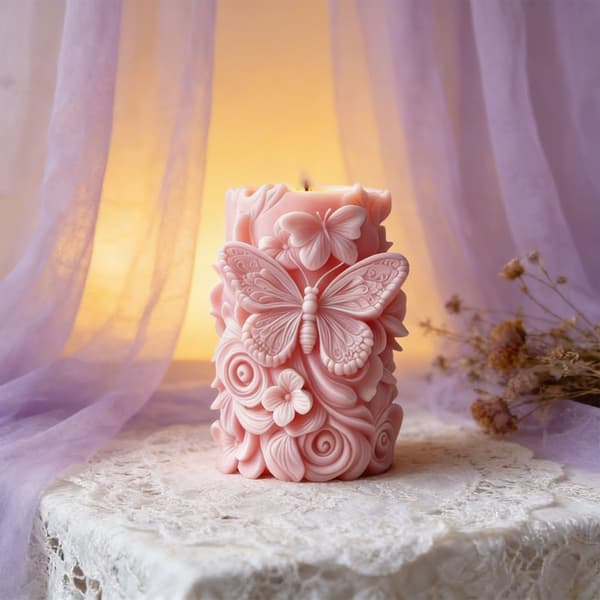 Sommerfugleblomst Cylindrisk Silikoneform Til Fremstilling Af Stearinlys Sæbe Chokolade