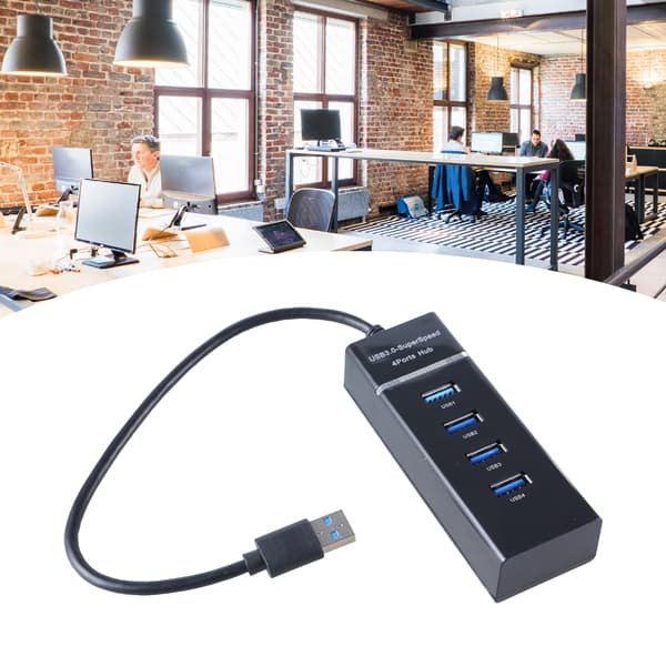 Kompakt 4-ports USB3.0 Hub Højhastighedsdataoverførsel til PC Laptop Tilbehør