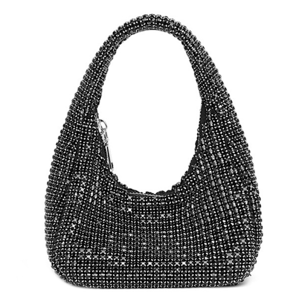 Naisten Ilta Clutch Kukkaro tekojalokivi käsilaukku Kainalolaukku Häät kukkaro Black