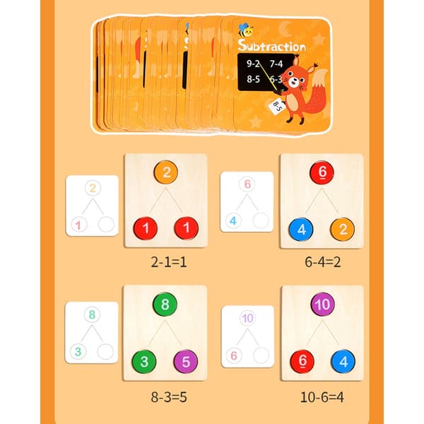 Säker Trä Matematik Lärande Set Barns Nummer Pussel STEM Leksak