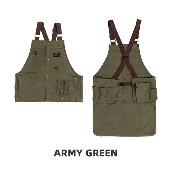 Camping Apron Vest Chef Apron Vest Cooking Apron Vest Multi Pockets Apron Vest Army Green