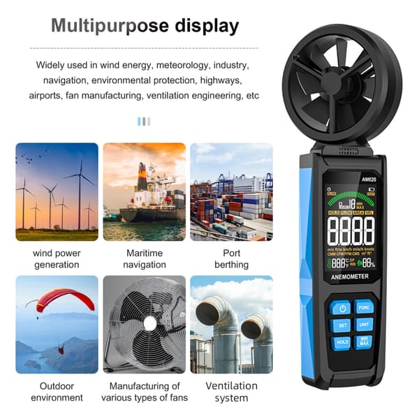 Digitalt Anemometer Vindhastighedssensor Måler Temperatur Tester Værktøj
