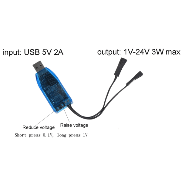 1 till 2 USB till 1V-24V justerbar power AA+AAA Dummy-batteribyte för 1-8st AA AAA-batterier Type C Model