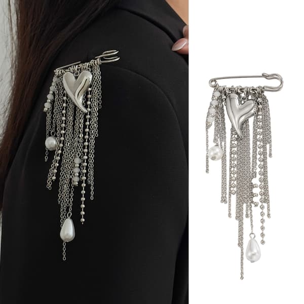 Elegant hjerteformet broche i legering til kvinder, modesmykkegave