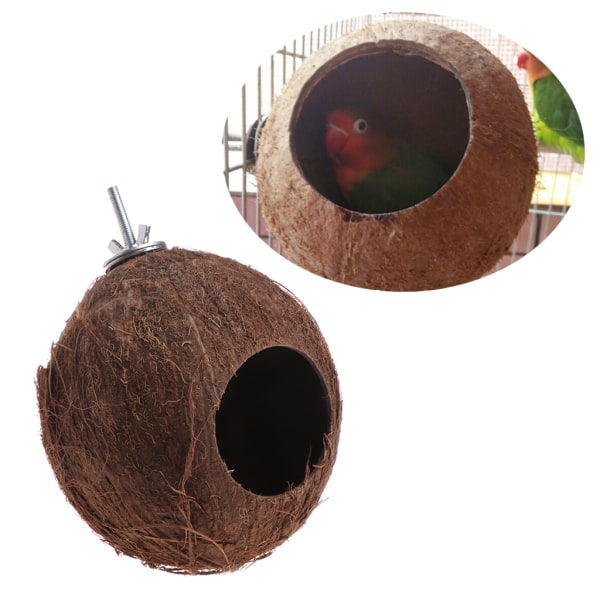 Coconut Bird Nest Hud för papegoja Parakit Conure Cockatiel Smådjurshus Husdjursbur Habitatdekor Enkel att installera