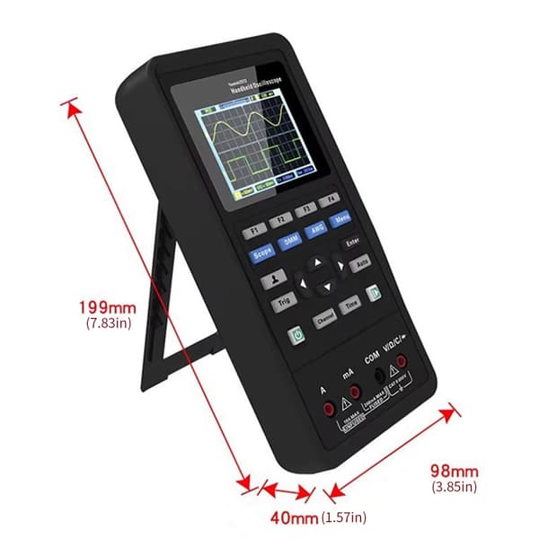Mini-oscilloskop med signalgenerator og multimeter for laboratorium og utdanning