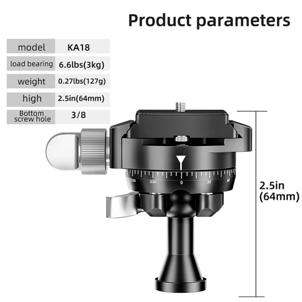 Mini Inverted Ball Camera Mount KA18 Panoramisk Inverterad Kamera Kulhuvud Pan Tilt