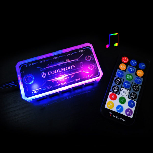 CoolMoon RGB Fan Intelligent Music Controller Moderkort Synkronisering 12V10A