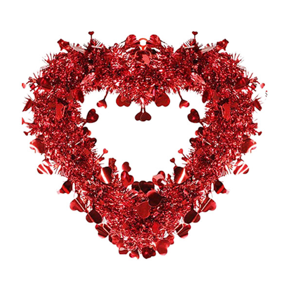 Röda Alla hjärtans dag hjärtkransar Glitterfolie Kransar Garland Bröllopsdörr Decor