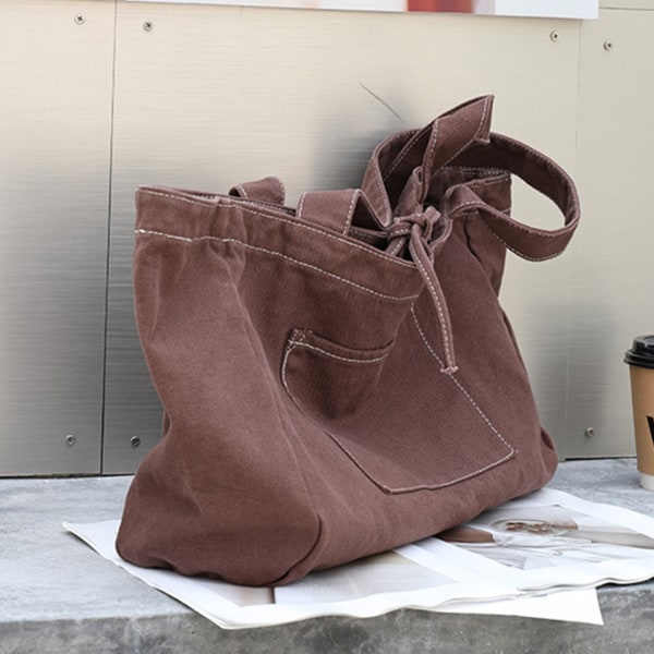 2023 Vintage Canvas Tote Bag Trendy Shopper Bag Mote Handbag Shopping Bag Beige