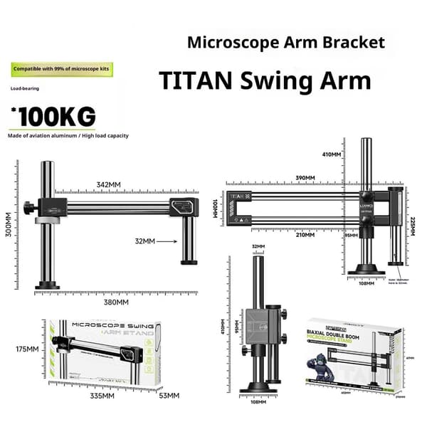 Mikroskop artikulerende armstativ 360 roterende dobbeltarm bomstativklemmer