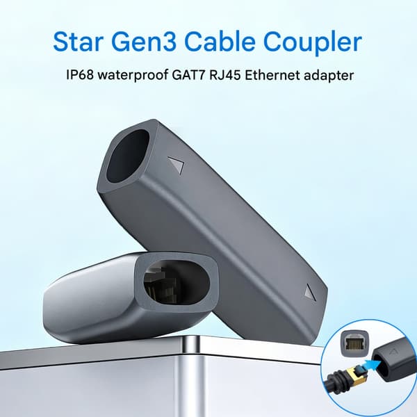 RJ45 Ethernet-kobler hunn til hunn inline-adapter for kabelforlengelse