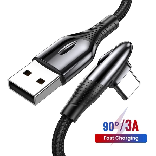 Rättvinklad USB C-kabel, USB till USB C-kabel, Typ C USB -kabel Flätad sladd för smartphone Universal 0,5M/1M/2M/för 3M Red 0.5m
